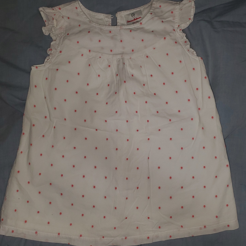 Hanna Andersson White Blouse with Pink Polka Dots